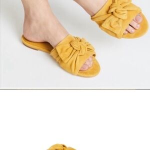 Tory Burch Annabella Suede Bow Slides in Yellow